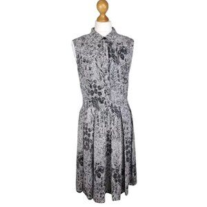 Hobbs London‎ 100% Silk A-Line Midi Dress Sleeveless Botanical Snakeskin US 4